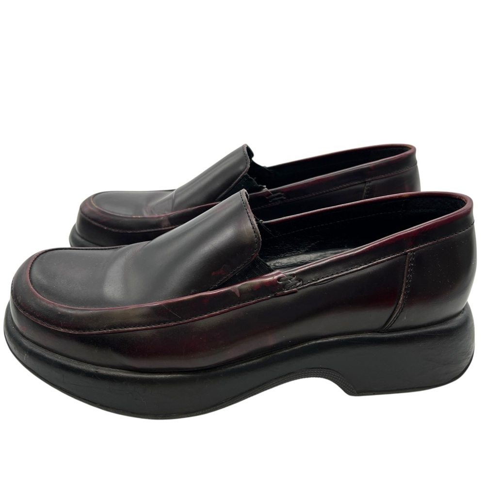 Dansko US 9.5  VTG 90's Y2K Chunky Platform Loafers Oxblood Leather Slip ON